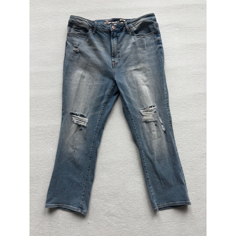 Seven7 Fashion Jean Womens 14 Blue Affirmation High Rise Distressed Straight Leg